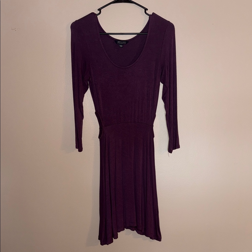 American Eagle Outfitters Dark Purple Long Sleeve Dress